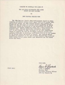 Outstanding Unit Citation (Courtesy of Joe Grimm) Outstanding Unit Citation