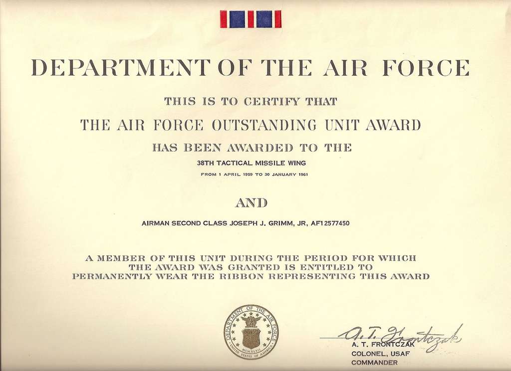 Outstanding Unit Award (Courtesy of Joe Grimm) Outstanding Unit Award