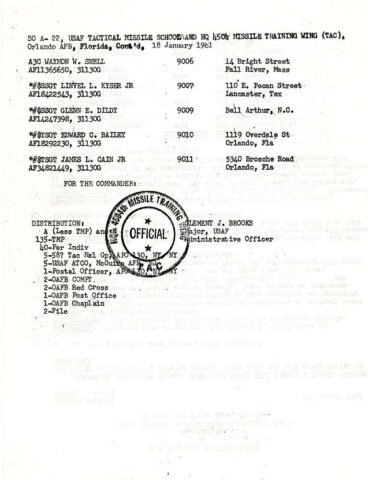Special Order A-22 (Courtesy of Lee Kyser)
