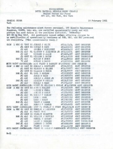 Special Order M-21 (Courtesy of Gene Bielinski)