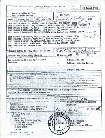 Holloman TDY Orders (Courtesy of Gene Bielinski)