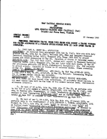 Special Order A-56 (Courtesy of Franklin Vinson)