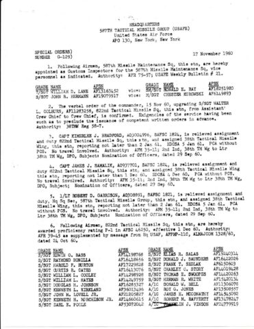 Special Order G-129 (Courtesy of Franklin Vinson)