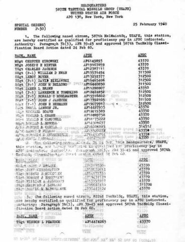 Special Order F-30 (Courtesy of Bill Smith - 822nd TMS)