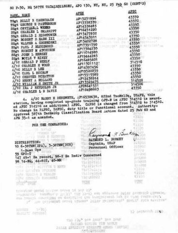 Special Order F-30 (Courtesy of Bill Smith - 822nd TMS)