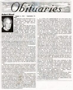 Bob Bland's Obituary (Courtesy of Lee Kyser)