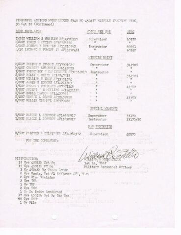 Personnel Actions Memorandum 341 (Courtesy of John Mulac)