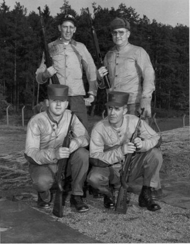 Sembach Rifle team. MSgt. James Cazel bottom right. Others unknown. Circa 1960