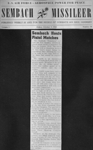 Sembach Missileer Friday October 7, 1960 - Sembach Hosts Pistol Matches